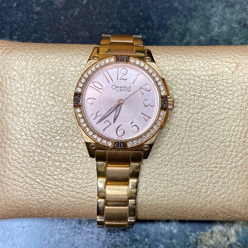 Caravelle by Bulova Women's Round Analog Rose Gold Tone Watch